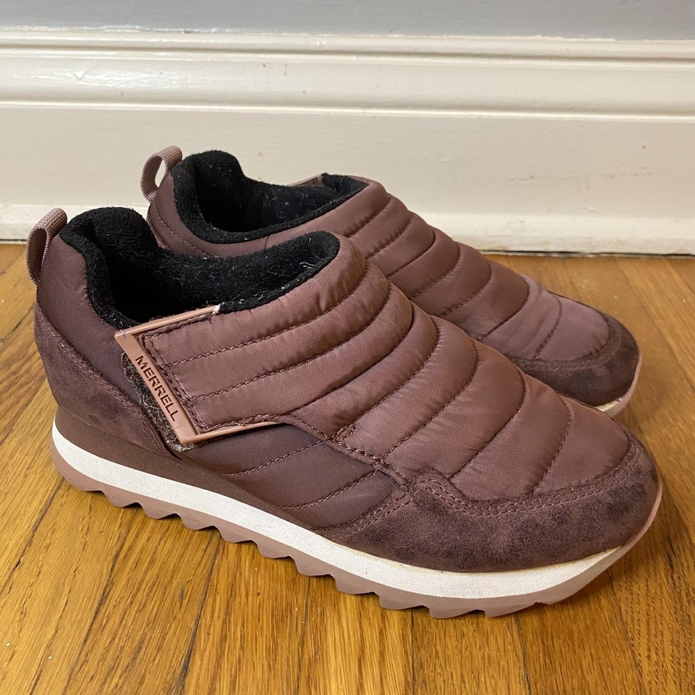 Merrell Slip On Shoes Womens Size 6.5 Maroon Quilted Warm Comfort Casual J003782